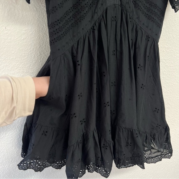 Madewell Eyelet Flutter Sleeve Mini Dress Cotton in Jet Black Size 00 NWT - Picture 11 of 15